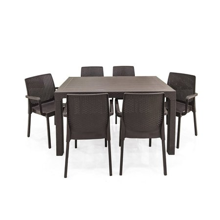 RAINBOW OUTDOOR Napoli 7-Piece Dining Set-Brown RBO-NAPOLI-BRW-7DA